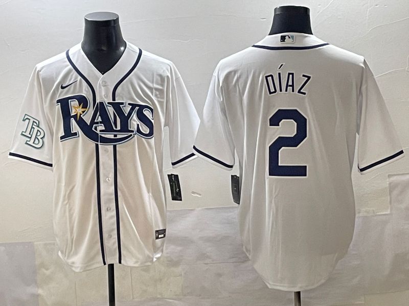Men 2025 Tampa Bay Rays 2 Diaz White Game Nike MLB Jersey style 5